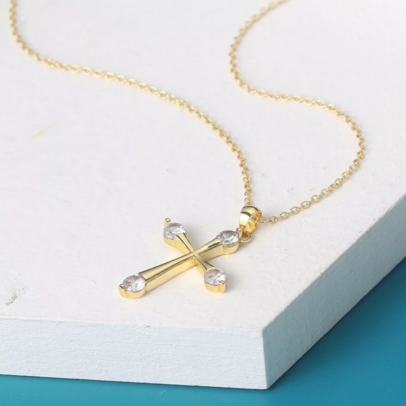 Gold Plated Double Fair Goth Pendants Necklace - Picture 4 of 8